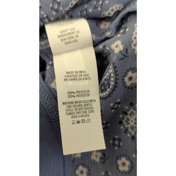 Aerie sz XL Chiffon Wrap Skirt mini blue lined ties on side 3744 - Picture 5 of 5